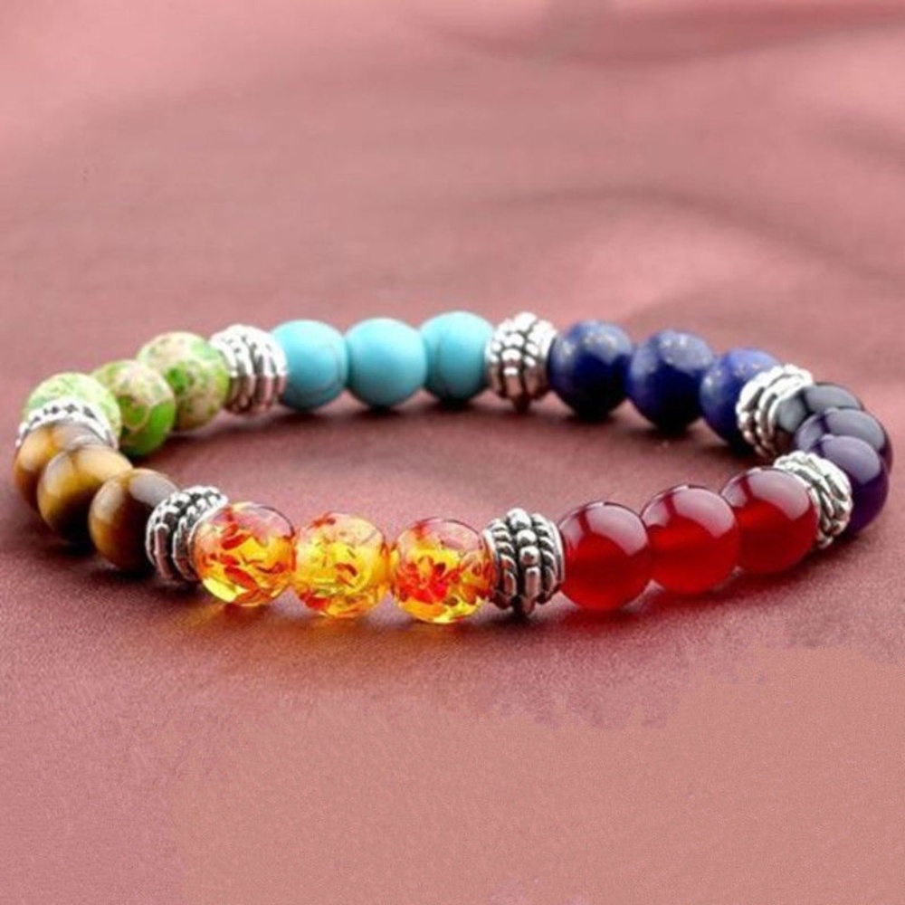 7 chakra Natural Lava Rock Gemstone Beads Bracelet